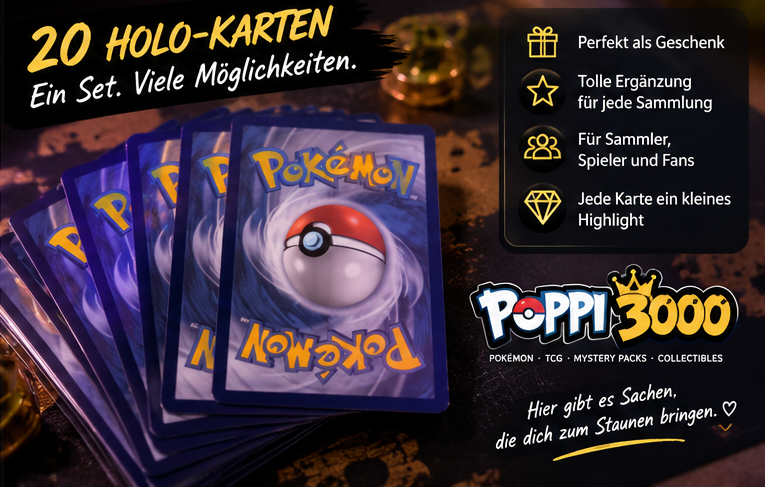✨Pokémon Karten Sammlung - 20 Karten mit verschiedenen Charakteren und Fähigkeiten für Sammler und Spieler