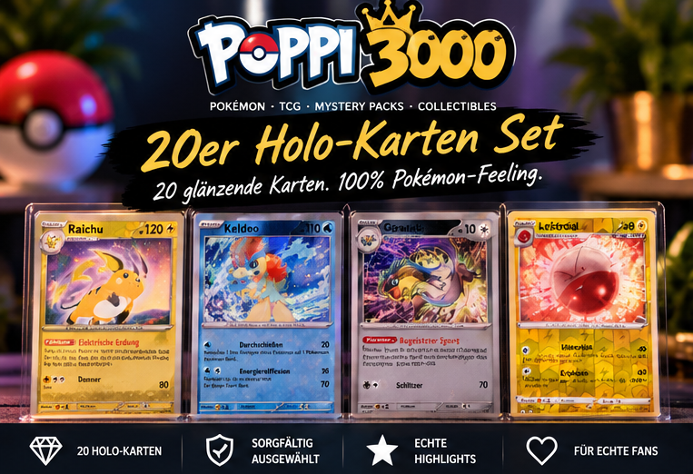 ✨Pokémon Karten Sammlung - 20 Karten mit verschiedenen Charakteren und Fähigkeiten für Sammler und Spieler